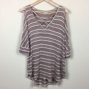 Cold Shoulder Knit Top- 3/4 Sleeves- Size Large